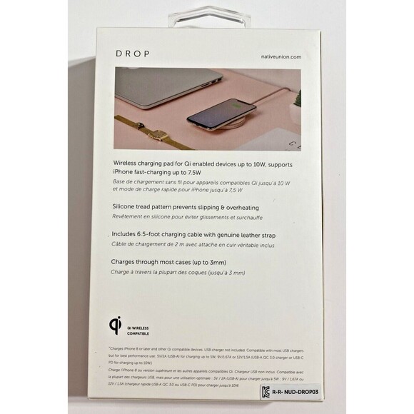 Native Union Drop Fast Charging 10W Qi Wireless Charger Charging Rose Pink NEW - Picture 4 of 9